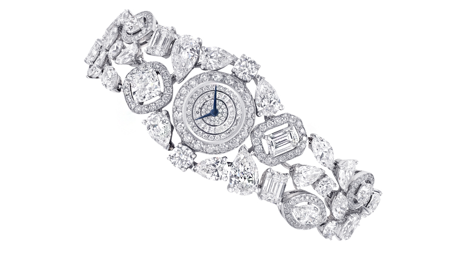 Diamanter i olika storlek och slipningar i armbandsur från Graff. Armbandet består av diamanter på 29 carat