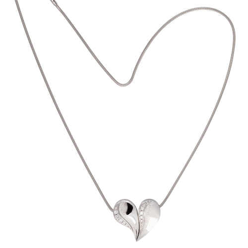 Halsband med hjärta i vitguld