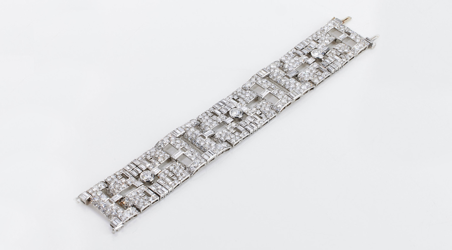 artdeco armband med gammalslipade diamanter